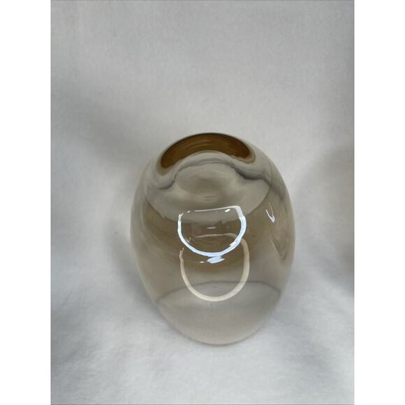 VINTAGE Glass Tumblers 16 oz. IRIDESCENT YELLOW GOLD Bulbous 2 Pc Set - Picture 3 of 3